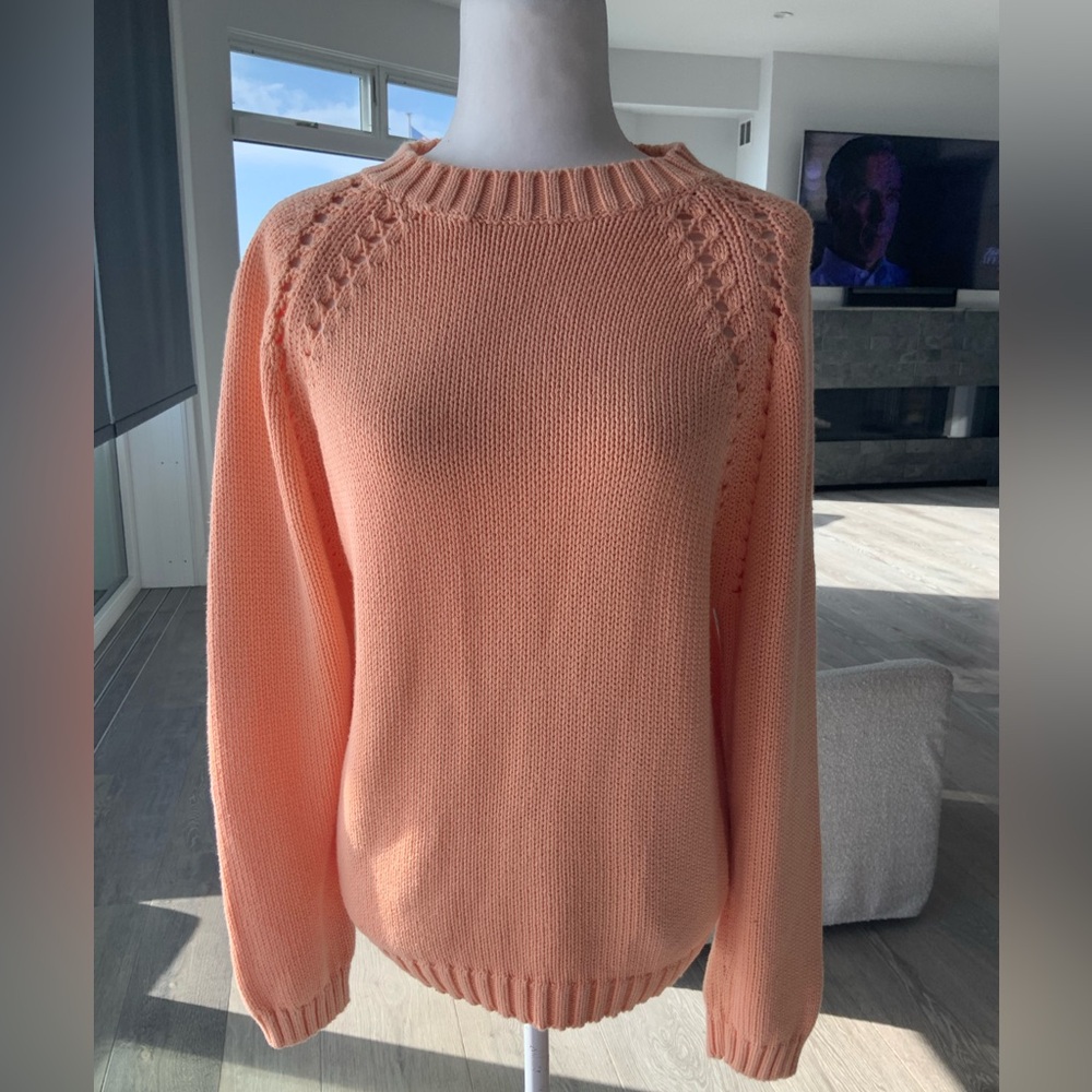 Vintage Saks Fifth Avenue Real Clothes, Salmon Colored Sweater. Med. 100% Cotton